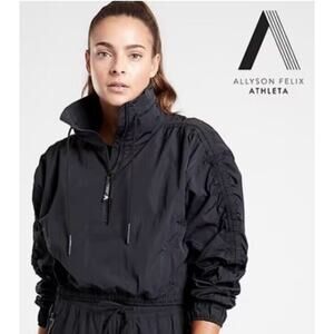 Athleta Allyson Felix Women's Legend Lux half-Zip Crop Jacket Black Size‎ Medium